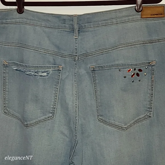 Express Light Blue wash Stretch Ankle legging Super High rise Jeans Sz: 18 L NWT - Picture 11 of 11